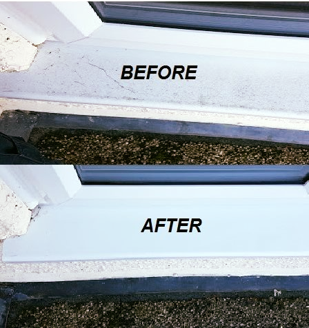 Window sill cleaning before and after - St Albans